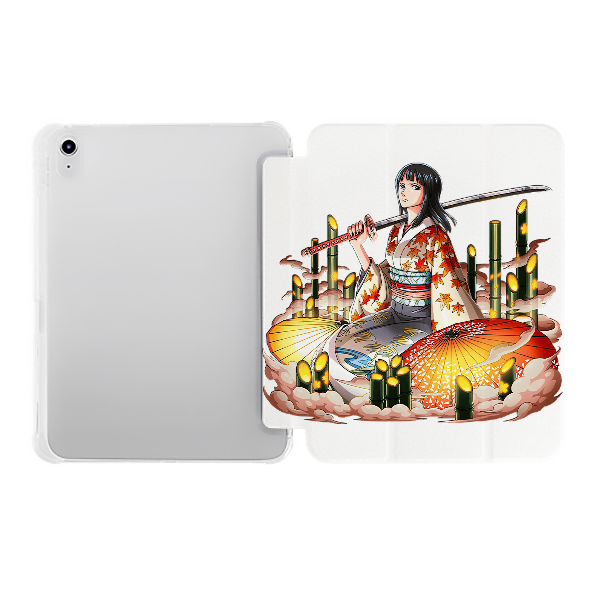 （画像用） ワンピース ニコ・ロビン ONE PIECE Nico Robin IPad ケース ペン収納付き 三つ折りスタンド PUレザー×シリコン 対応機種9.5/10.5/10.9インチ